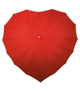 Romantyczna, lekka parasolka damska w kształcie serca, stelaż włókno, czerwona