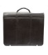 Teczka męska ze skóry naturalnej, trzykomorowa, ciemny brąz + pasek