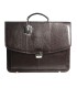 Teczka męska ze skóry naturalnej, trzykomorowa, ciemny brąz + pasek