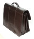 Teczka męska ze skóry naturalnej, trzykomorowa, ciemny brąz + pasek