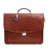 Trzykomorowa teczka męska na laptopa z paskiem ze skóry, koniakowa