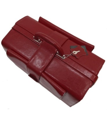 Torba lekarska, bardzo praktyczna, skóra naturalna, wiśniowa