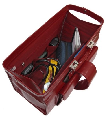 Torba lekarska, bardzo praktyczna, skóra naturalna, wiśniowa