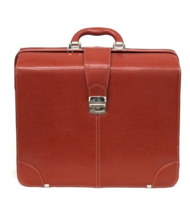 Trzykomorowa teczka na laptopa ze skóry naturalnej, jasny brąz
