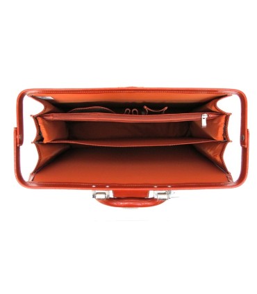 Trzykomorowa teczka na laptopa ze skóry naturalnej, jasny brąz