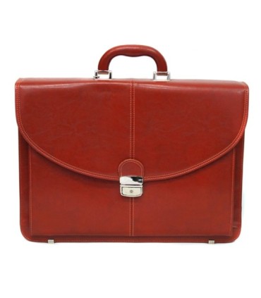 Teczka męska ze skóry naturalnej, dwukomorowa, jasny brąz