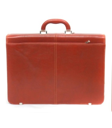 Teczka męska ze skóry naturalnej, dwukomorowa, jasny brąz