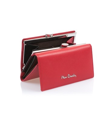Skórzana portmonetka Pierre Cardin w kolorze czerwonym - kolorowy środek