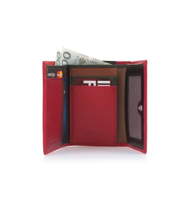 Skórzana portmonetka Pierre Cardin w kolorze czerwonym - kolorowy środek
