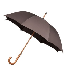 Automatyczna mocna damska parasolka drewniana rączka IMPLIVA, szara