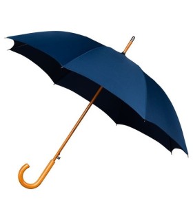 Automatyczna mocna damska parasolka drewniana rączka IMPLIVA, granatowa