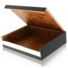 Skórzana Piersiówka Orsatti w drewnianym pudełku, kolor czarny
