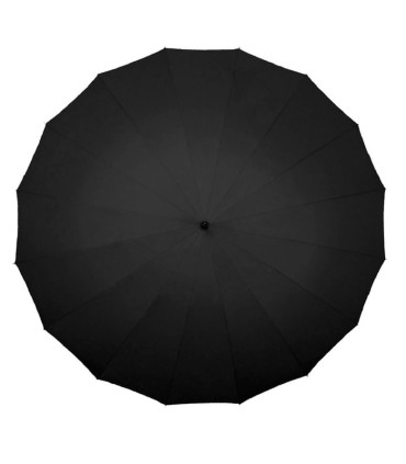 WYTRZYMAŁY ELEGANCKI PARASOL FALCONE, 16 BRYTÓW, DREWNIANA RĄCZKA, CZARNY