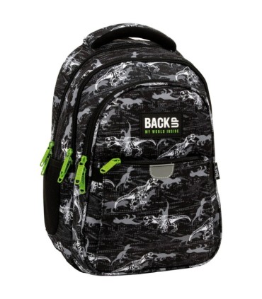 Plecak szkolny trzykomorowy Derform BACKUP P T-rex dinozaury