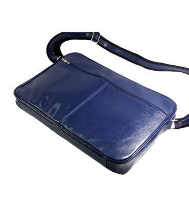 Skórzana torba na ramię z wyjmowaną kieszenią na laptopa G-502 granatowa