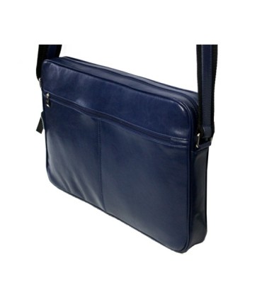 Skórzana torba na ramię z wyjmowaną kieszenią na laptopa G-502 granatowa