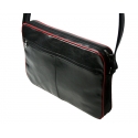 Skórzana torba na ramię z wyjmowaną kieszenią na laptopa, czarna