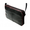 Skórzana torba na ramię z wyjmowaną kieszenią na laptopa G-502 czarna z czerwoną lamówką