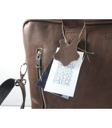 Skórzana torba na ramię na laptopa, A4, brązowa