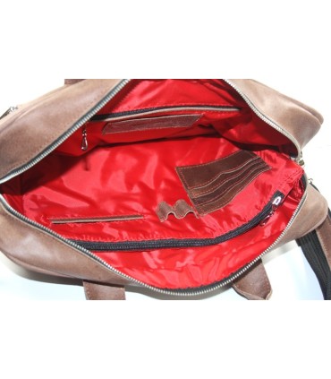 Skórzana torba na ramię na laptopa, A4, brązowa