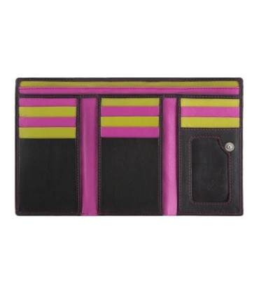 Damski portfel VIP Collection kolekcja multikolor czarny z kolorowym środkiem, skóra