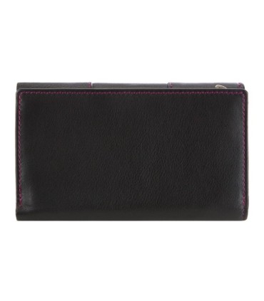 Damski portfel VIP Collection kolekcja multikolor czarny z kolorowym środkiem, skóra