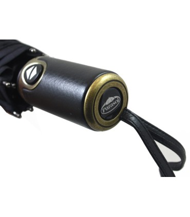 Czarna automatyczna parasolka męska ze skórzaną rączką marki Parasol