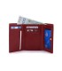 Skórzana portmonetka Pierre Cardin w kolorze ciemno czerwonym