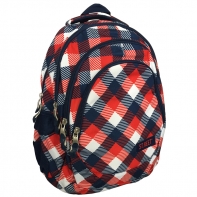Trzykomorowy plecak szkolny St.Reet 27 L, Chequered Pattern