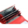 Elegancki portfel damski Harvey Miller czerwony z paskiem, skórzany