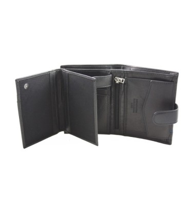 Portfel męski Pierre Cardin ze skóry naturalnej czarny z niebieską wstawką