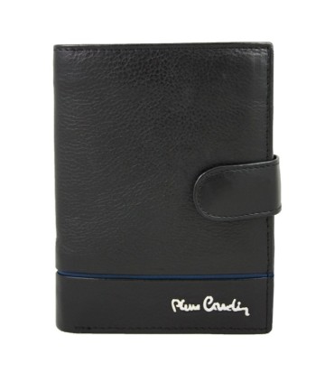 Portfel męski Pierre Cardin ze skóry naturalnej czarny z niebieską wstawką