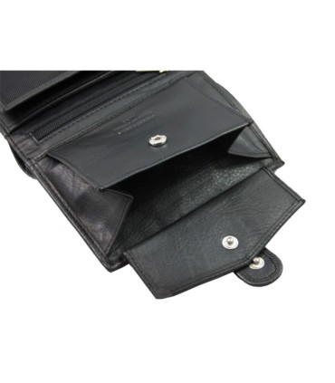 Portfel męski Pierre Cardin ze skóry naturalnej czarny z niebieską wstawką