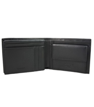 Portfel męski Pierre Cardin ze skóry naturalnej czarny z niebieską wstawką