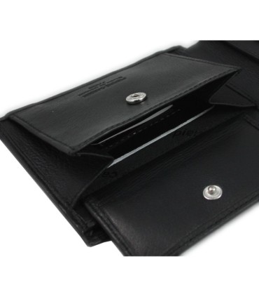 Portfel męski Pierre Cardin ze skóry naturalnej czarny z niebieską wstawką