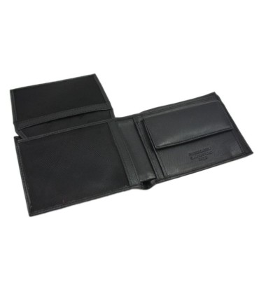 Portfel męski Pierre Cardin ze skóry naturalnej czarny z niebieską wstawką