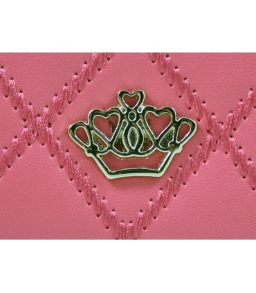 Długi klasyczny portfel pikowany z eko skóry, różowy