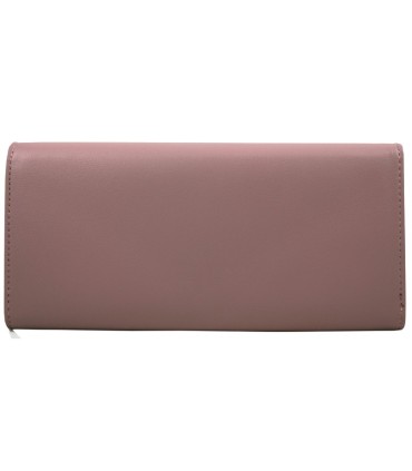 Długi klasyczny portfel typu kopertówka z eko skóry, różowy