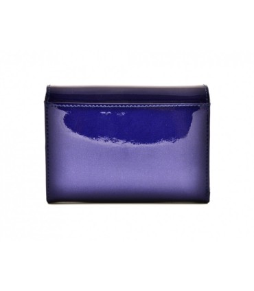 Elegancki, skórzany portfel damski Peterson, lakierowany granatowy