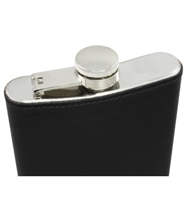 Skórzana elegancka piersiówka Orsatti 240 ml, czarna