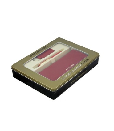 Zestaw prezentowy Peterson: portfel damski, breloczek, długopis, czerwony, skóra