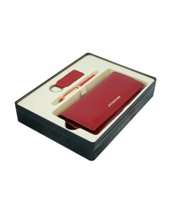 Zestaw prezentowy Peterson: portfel damski, breloczek, długopis, czerwony, skóra