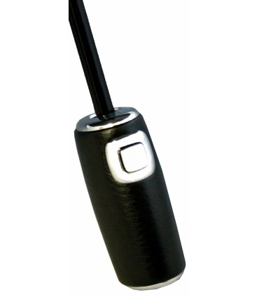 Czarna automatyczna parasolka męska ze skórzaną rączką marki Parasol