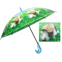 Dziecięca duża automatyczna parasolka z gwizdkiem, królik pod liściem