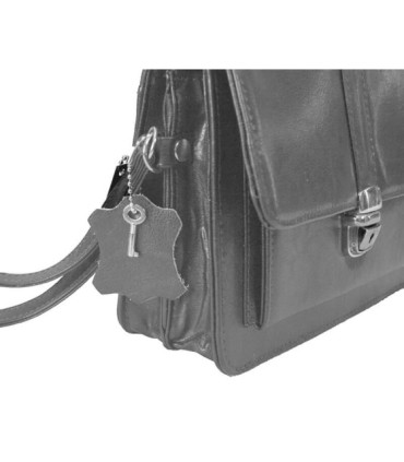 Męska skórzana saszetka z zapinką w kolorze szarym