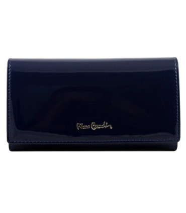Skórzany lakierowany portfel Pierre Cardin w kolorze granatowym