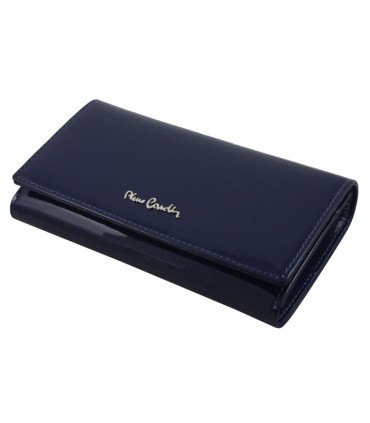 Skórzany lakierowany portfel Pierre Cardin w kolorze granatowym
