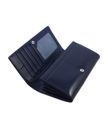 Skórzany lakierowany portfel Pierre Cardin w kolorze granatowym