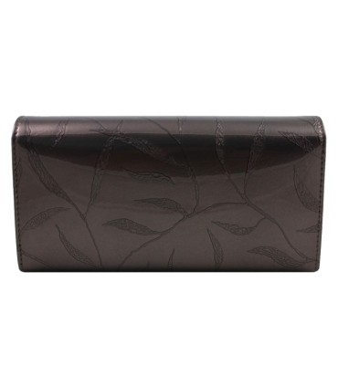 Lakierowany skórzany portfel damski Pierre Cardin, grafitowy