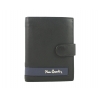 Męski portfel Pierre Cardin RFID ze skóry, czarny z niebieską wstawką
